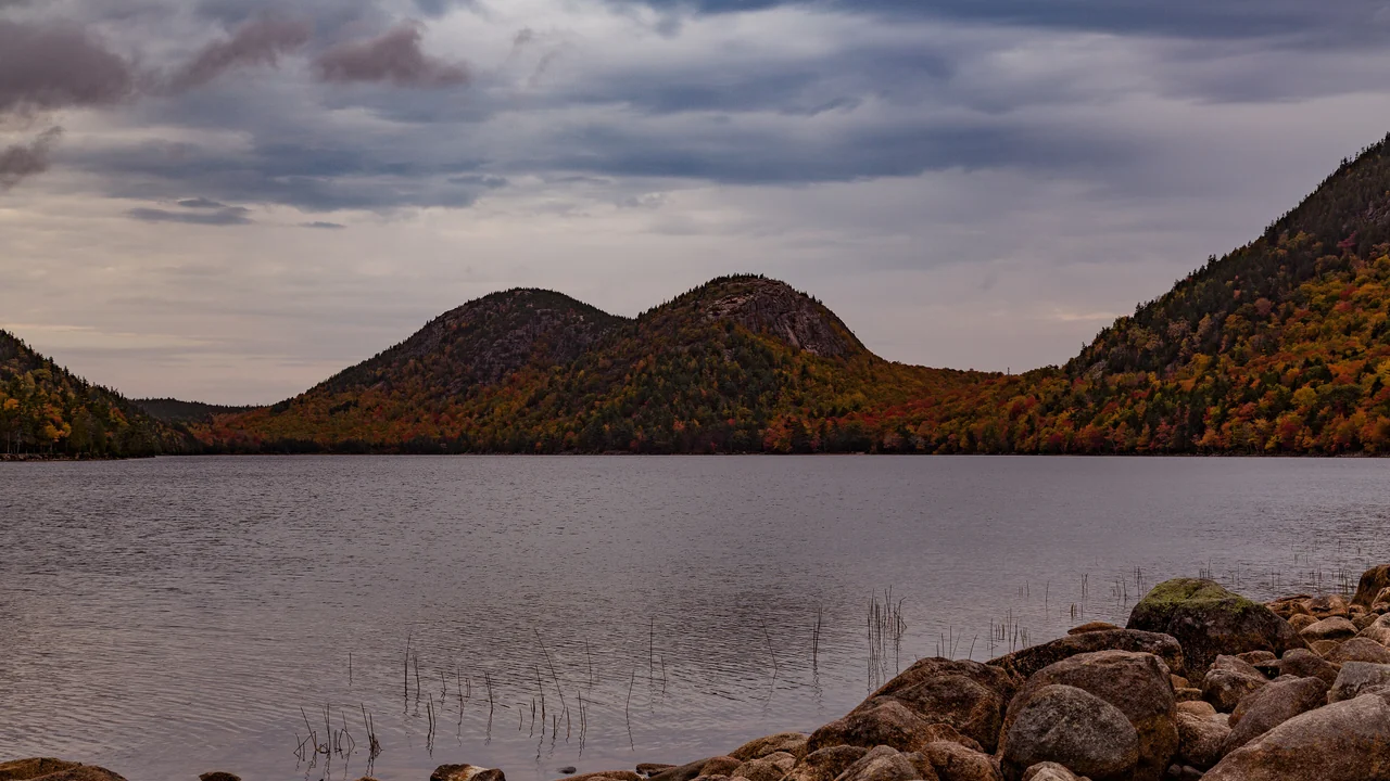 The Bubbles rising above Jordan Pond in Acadia National Park, Maine