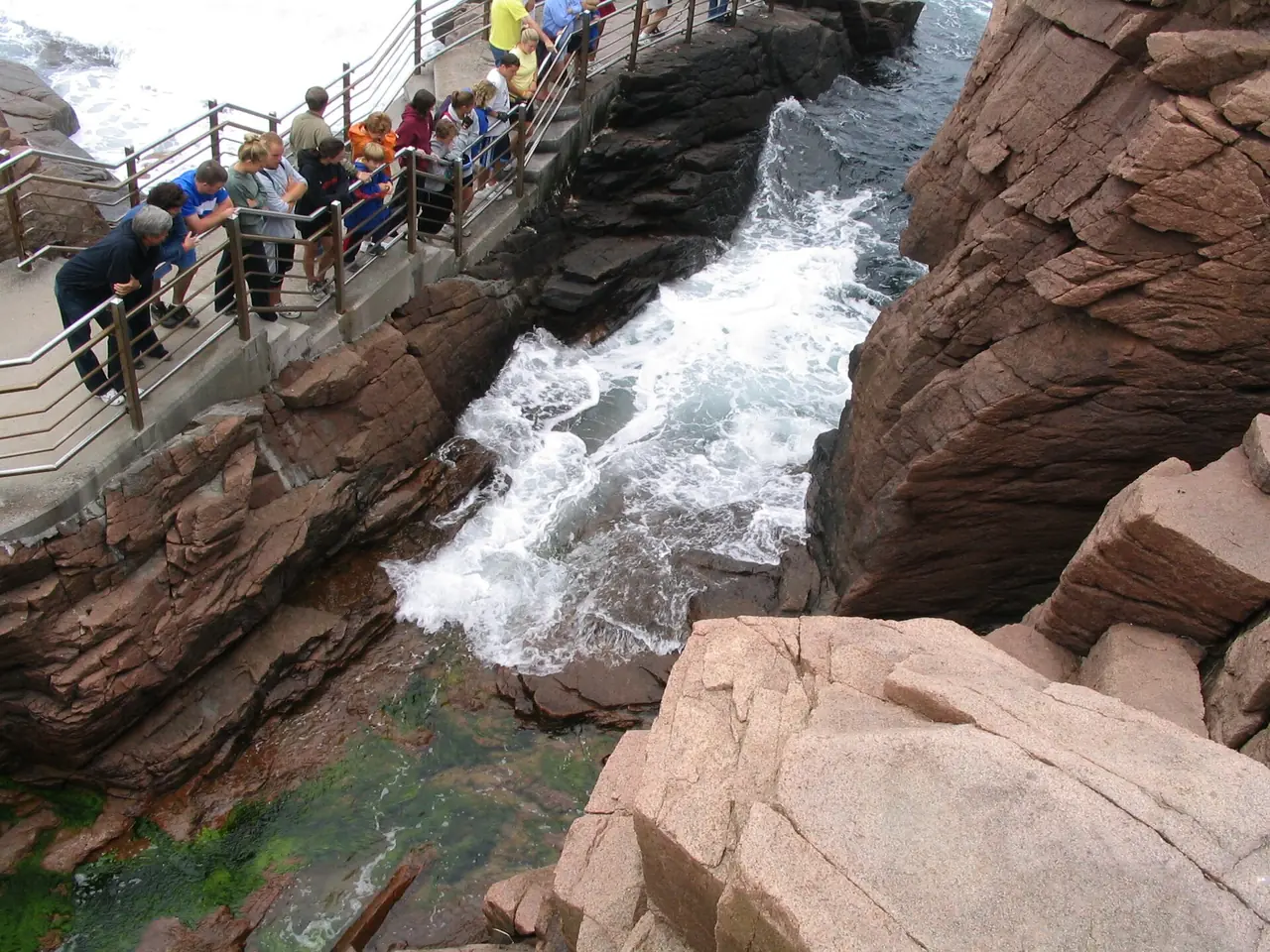 Waves breaking on the granite coast near Thunder Hole in Acadia National Park