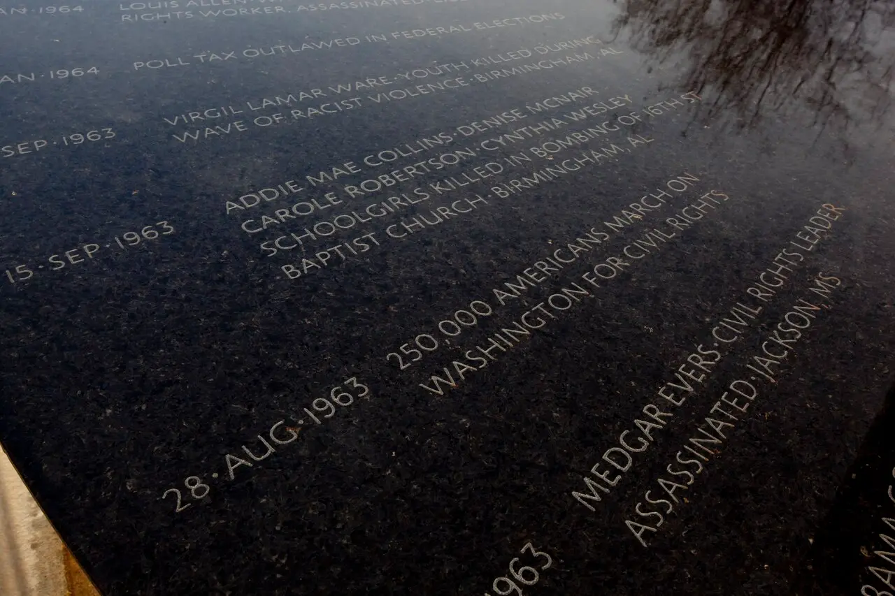Maya Lin Civil Rights Memorial fountain and stone table in Montgomery, Alabama