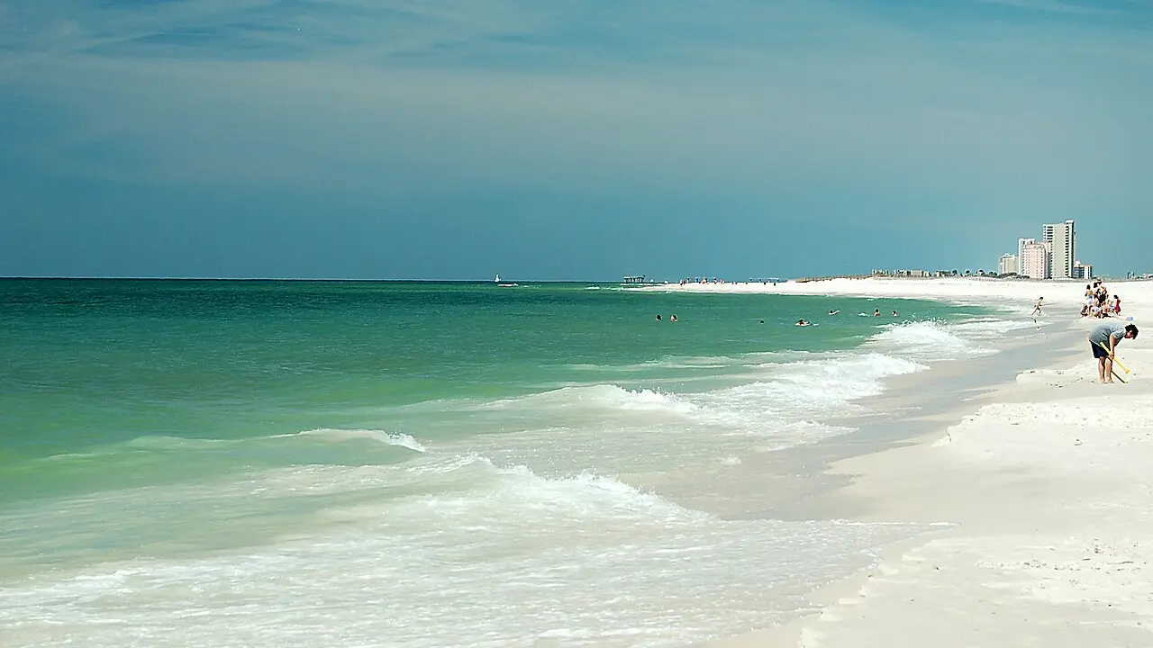 Morning light on the Gulf of Mexico shoreline at Gulf State Park, Alabama