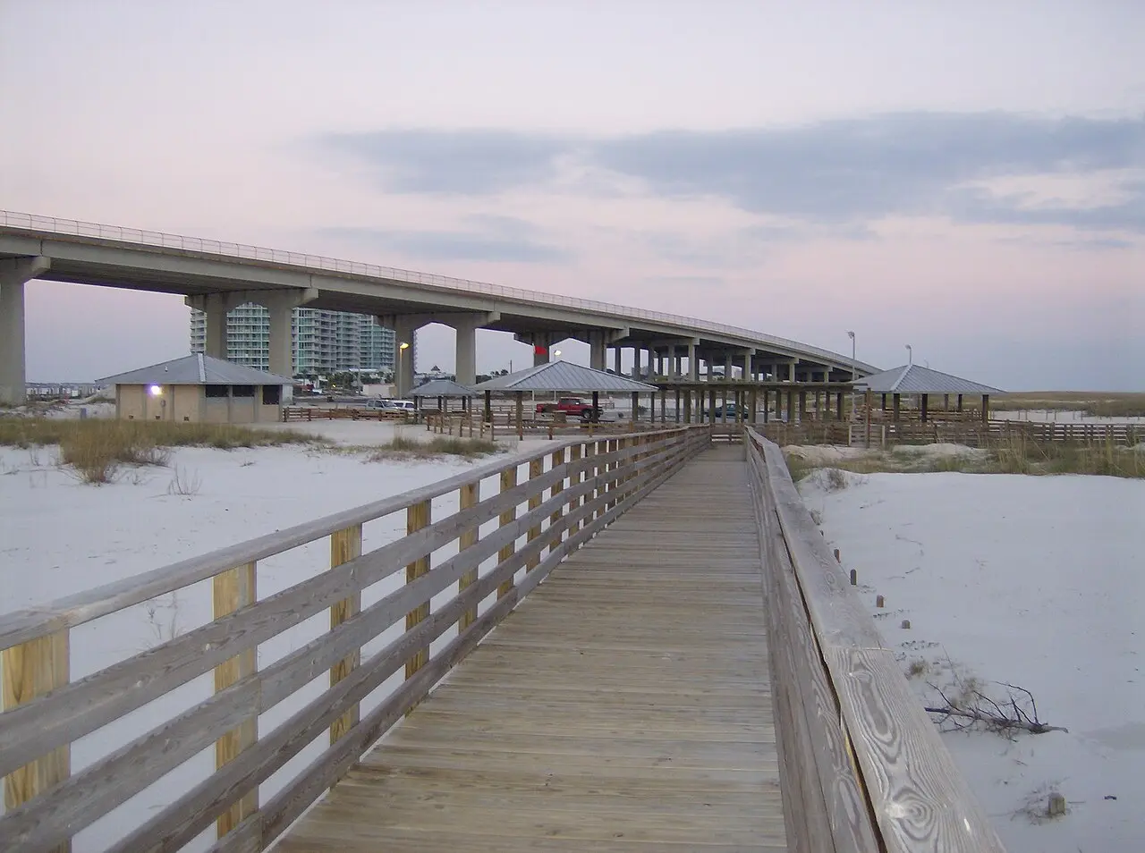 Sandy point and pass waters at Gulf State Park near Perdido Pass, Alabama