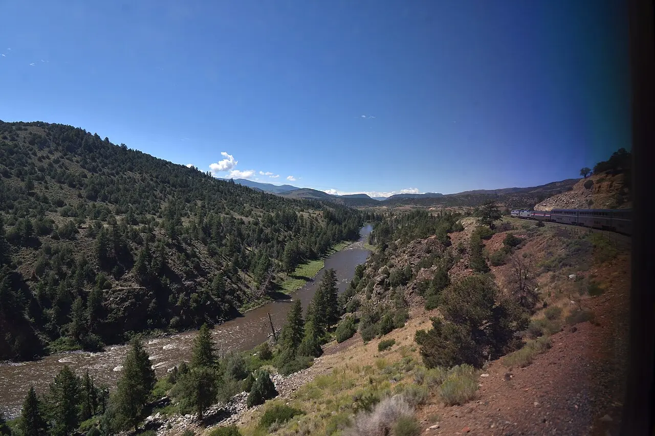 Colorado River canyon viewed from the Amtrak California Zephyr