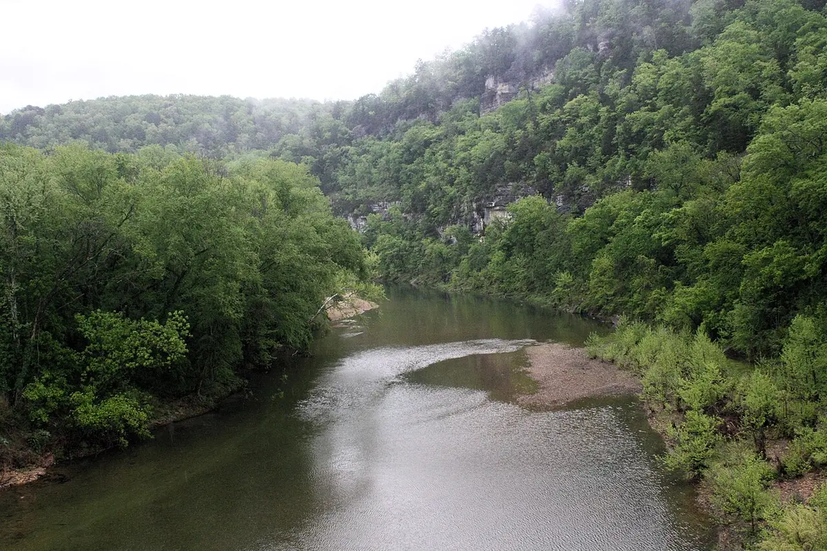 Buffalo National River at Carver Landing with tree-lined banks