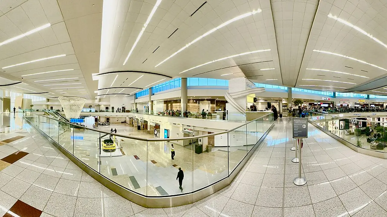 Wide view of the terminal complex at Hartsfield-Jackson Atlanta International Airport