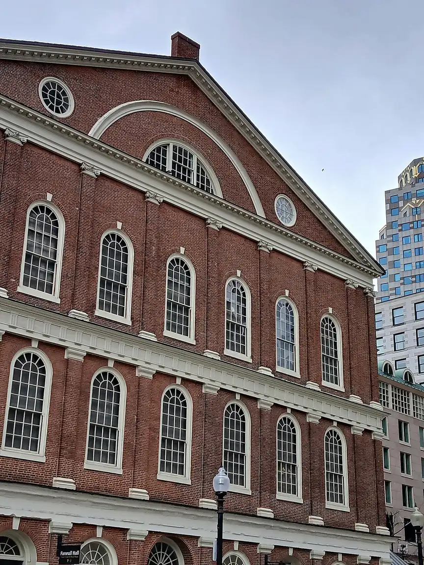 Faneuil Hall in Boston with its cupola and grasshopper weathervane