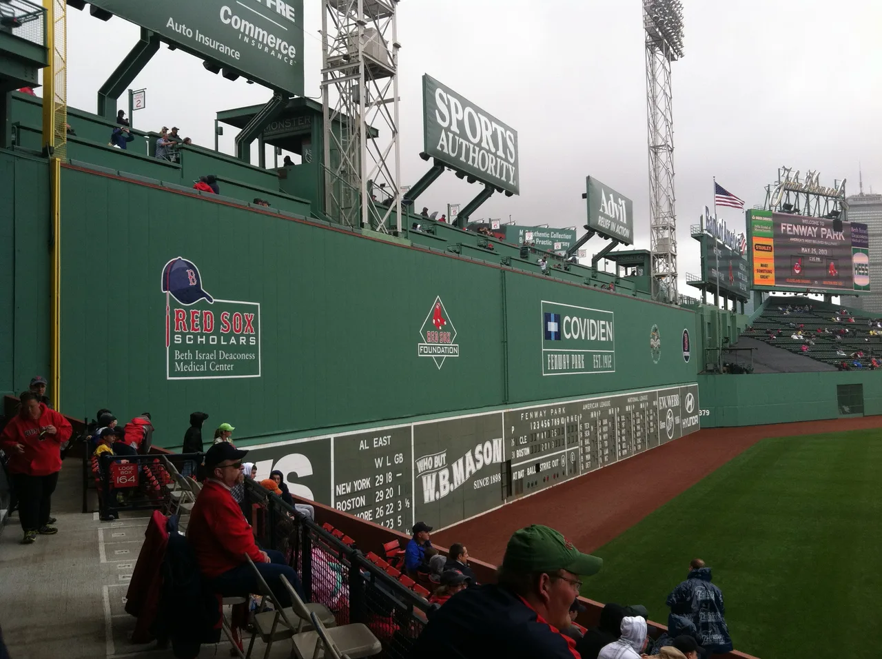 The Green Monster left-field wall and scoreboard inside Fenway Park