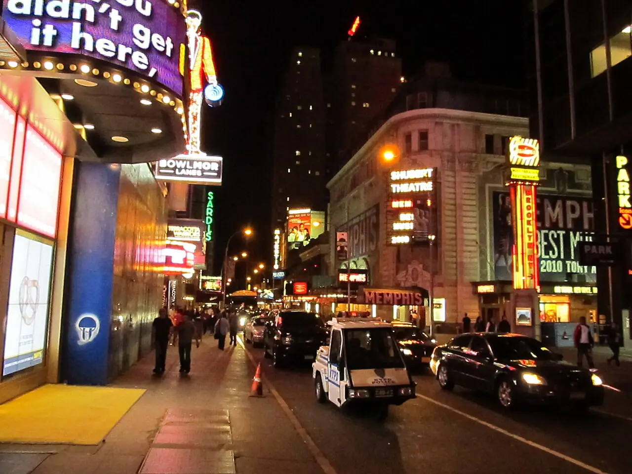 The facade and entrance of the Shubert Theatre on West 44th Street in Manhattan