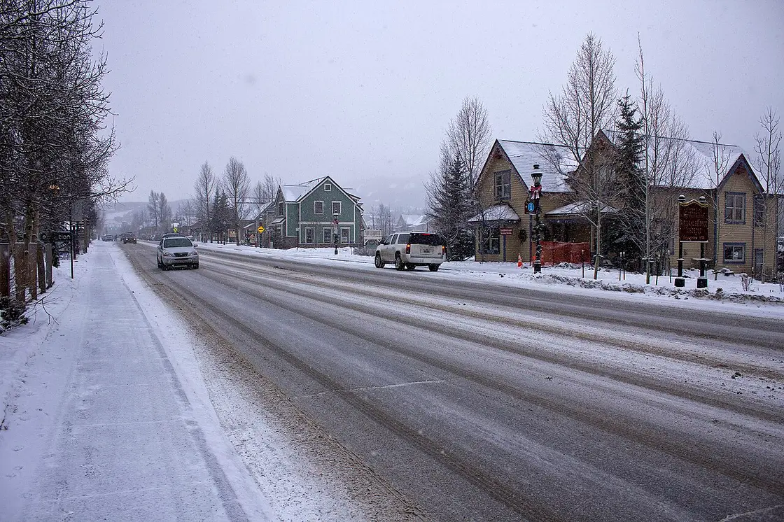 Historic storefronts along Main Street in Breckenridge, Colorado