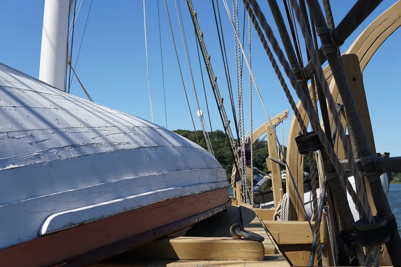 Whaleboat and rigging on the Charles W. Morgan at Mystic Seaport