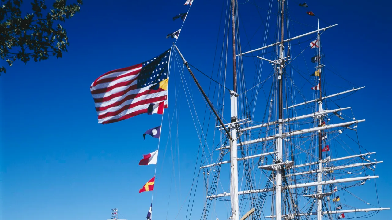 Charles W. Morgan whaling ship docked at Mystic Seaport Museum