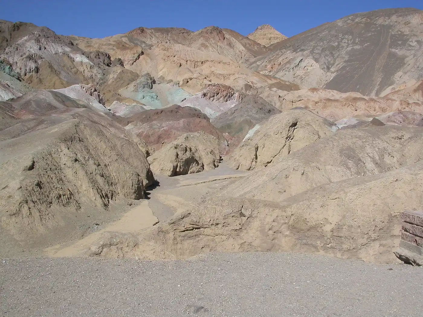 Colorful mineral-streaked hills at Artists Palette in Death Valley National Park