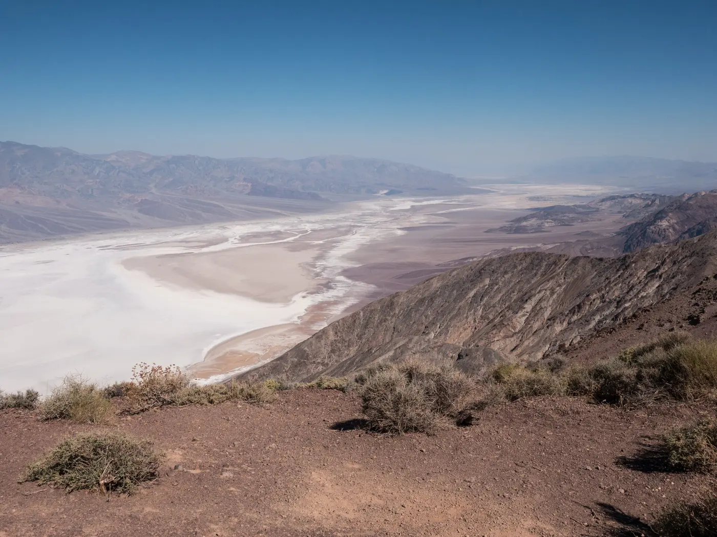 Panoramic view over the salt flats of Death Valley from the Dantes View overlook