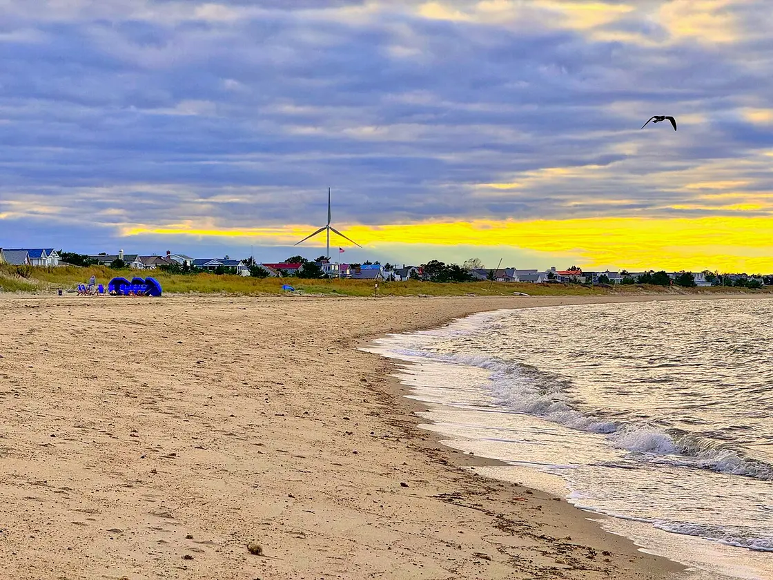 Open sand and calm water at Lewes Beach, Delaware