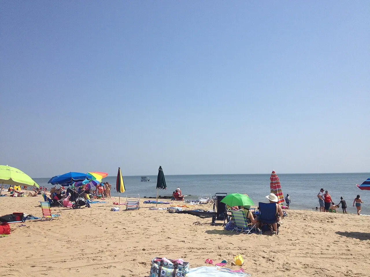 Sandy beach and ocean looking north from Delaware Avenue in Rehoboth Beach
