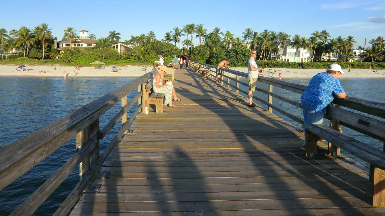 The wooden fishing pier at Naples reaching into the Gulf of Mexico