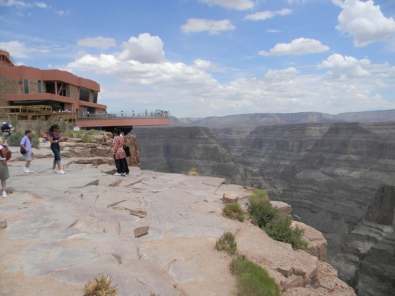 The glass Skywalk platform extending over the canyon at Grand Canyon West