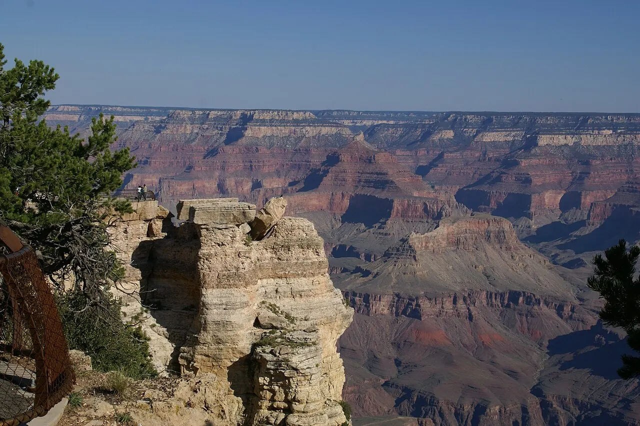 Morning light across the layered buttes and side canyons of the Grand Canyon seen from Mather Point