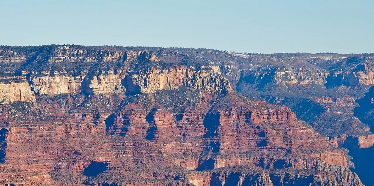 Wide view north across the Grand Canyon from Mather Point on the South Rim
