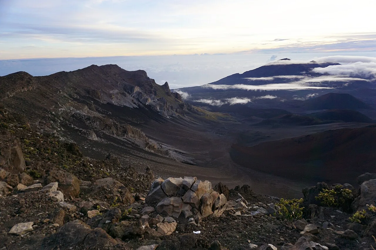 Morning light on the colorful cinder cones inside Haleakala crater