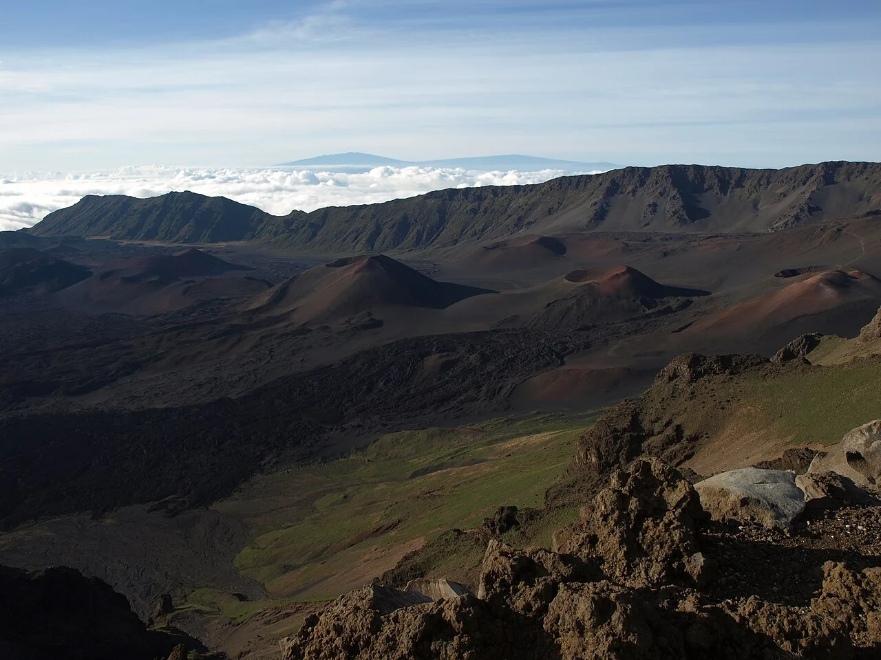 Volcanic crater landscape of Haleakala seen from Kalahaku Overlook on east Maui