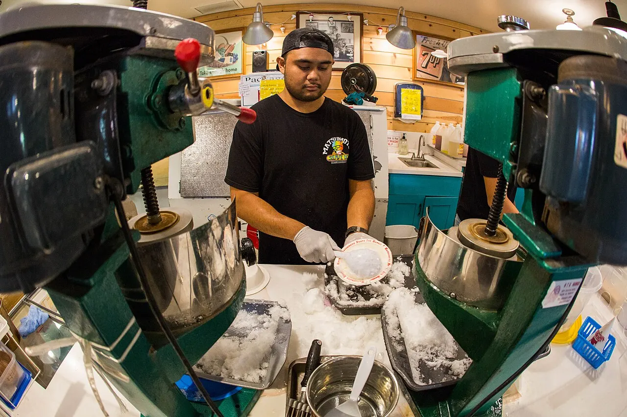 Cups of colorful shave ice at a shop in Haleiwa on the North Shore of Oahu