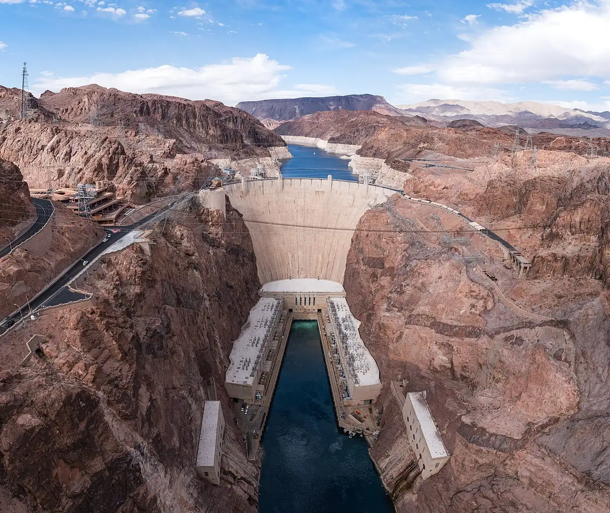 Hoover Dam and Black Canyon seen from the Mike O Callaghan-Pat Tillman Memorial Bridge