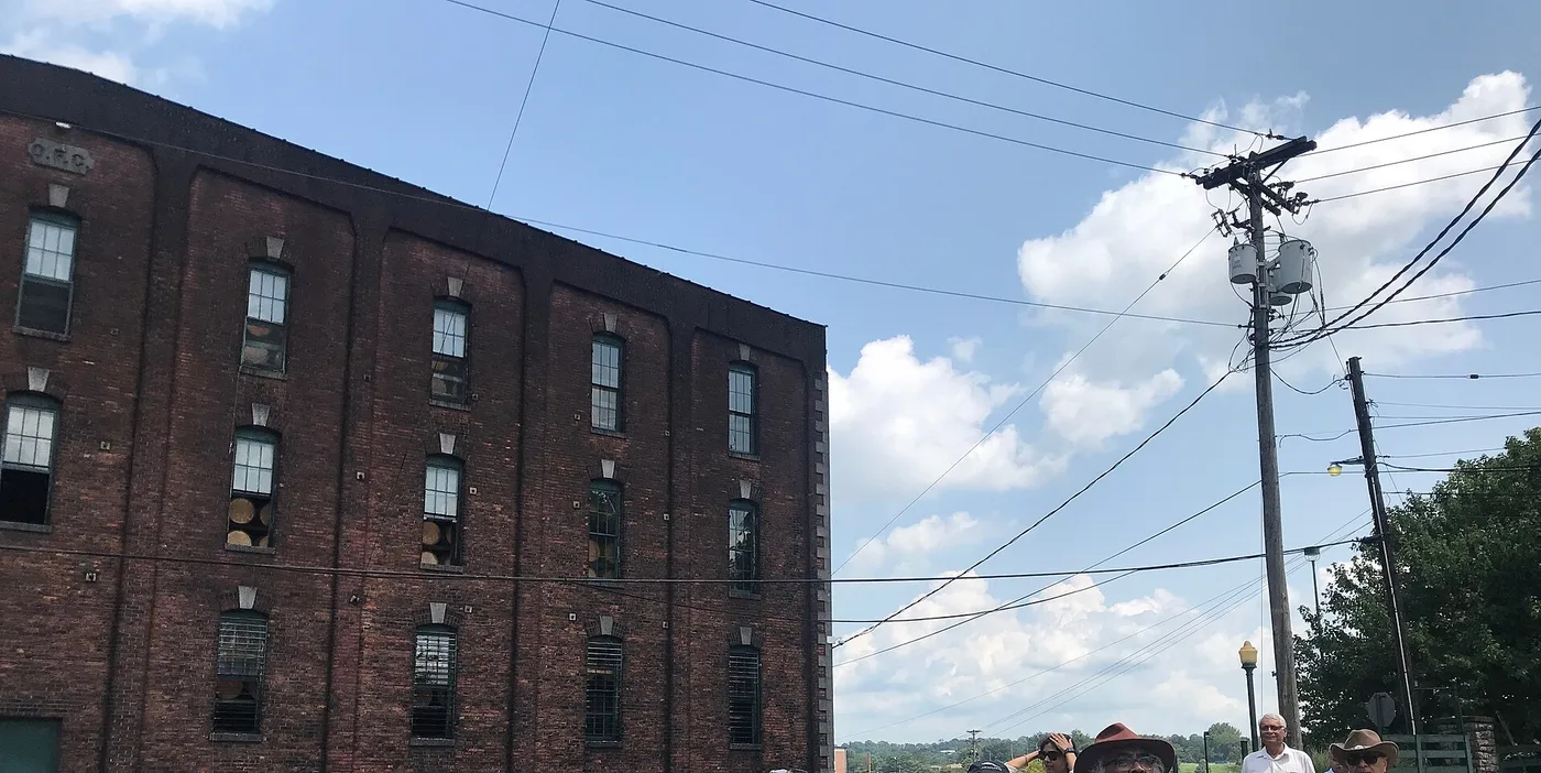 A brick barrel aging warehouse building at Buffalo Trace Distillery in Frankfort, Kentucky