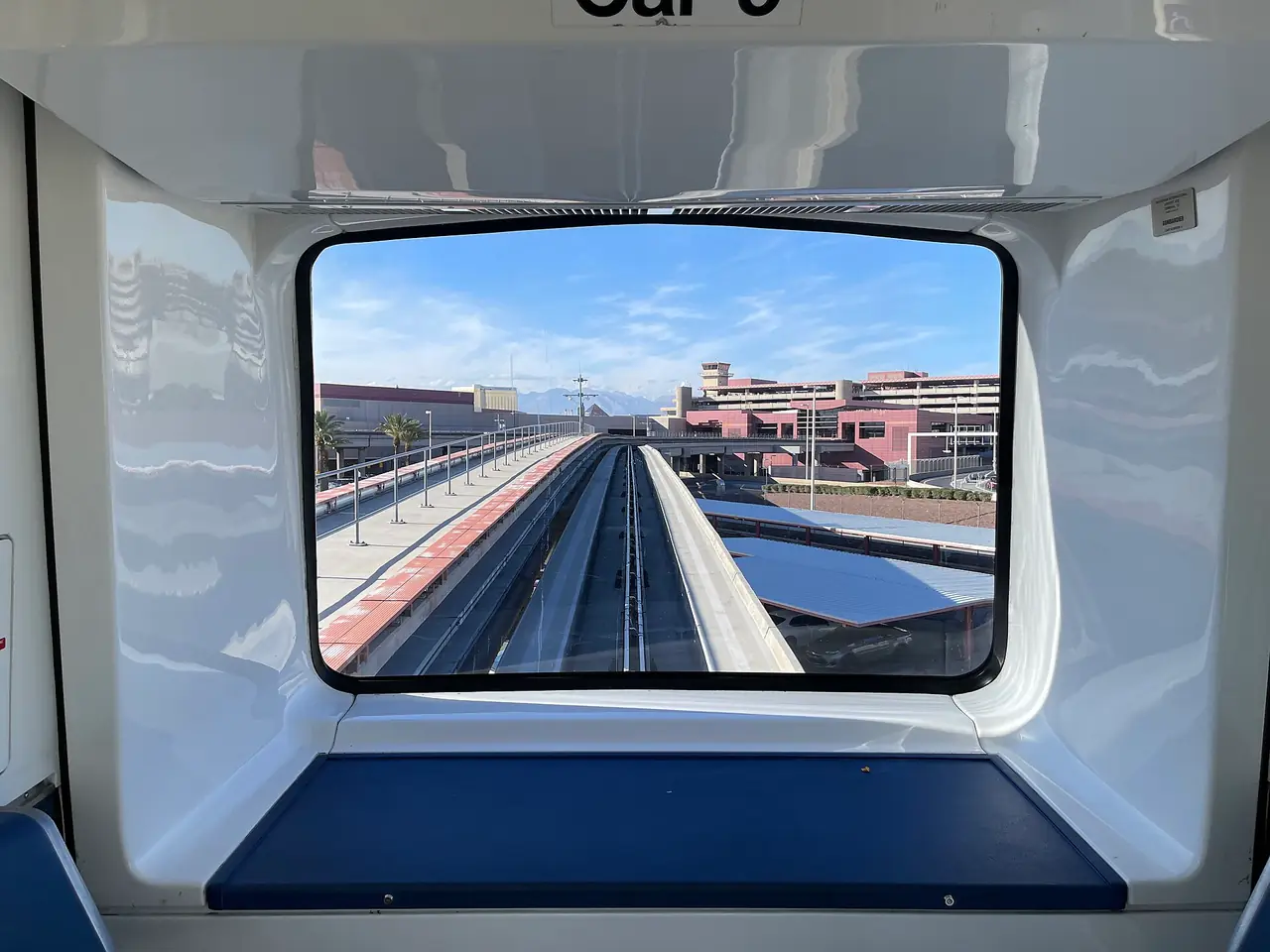 Looking forward inside the automated people mover between Terminal 1 and the D gates at LAS