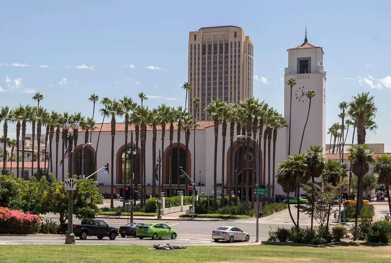 Interior hall and ticket windows at Los Angeles Union Station