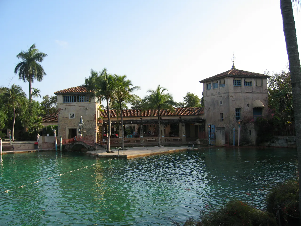 The coral-rock arches and lagoon of the Venetian Pool in Coral Gables