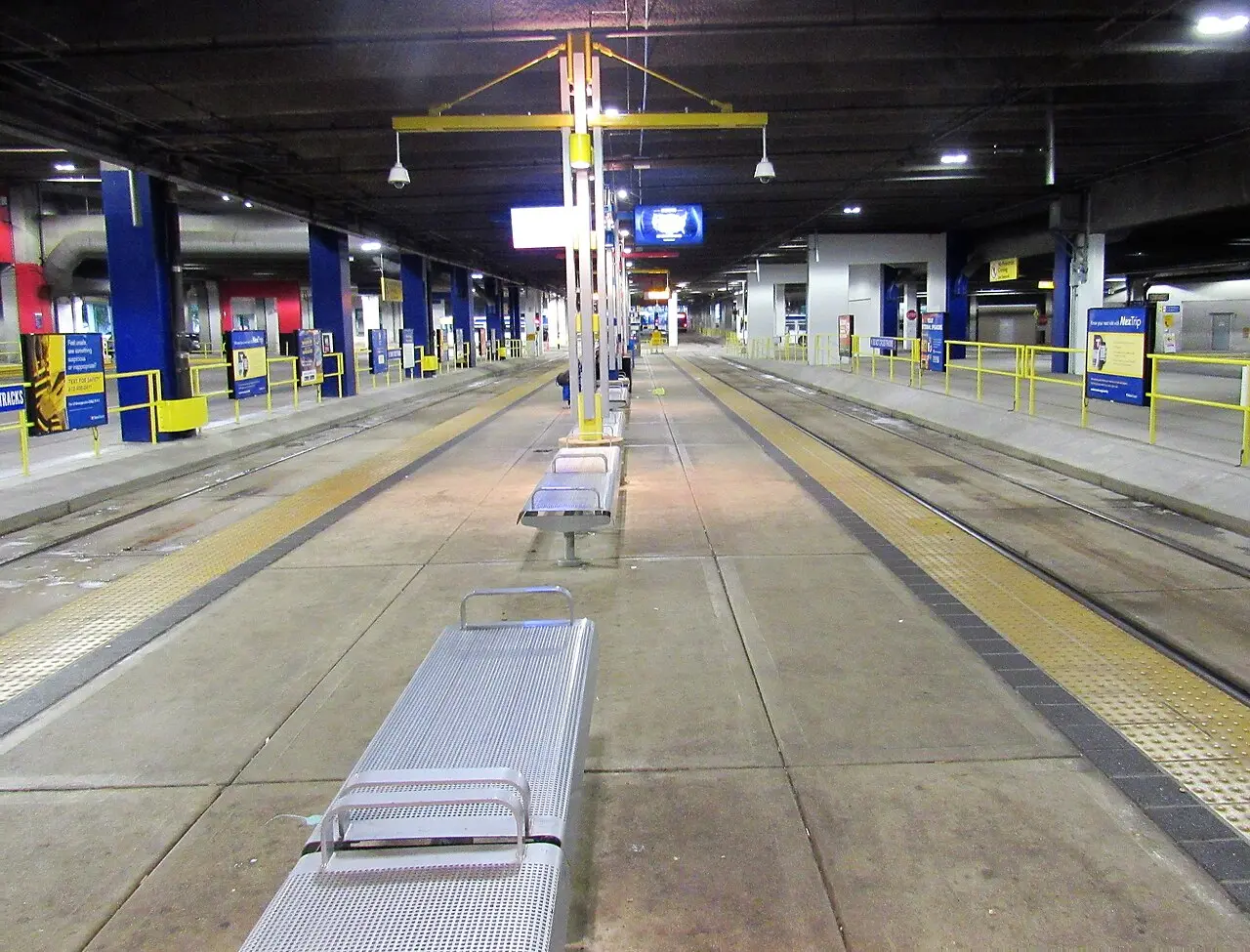 The Mall of America METRO Blue Line station with trains at the platform
