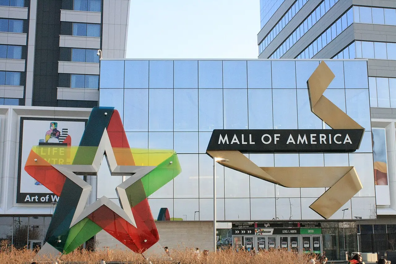 The glass facade of Mall of America in Bloomington Minnesota