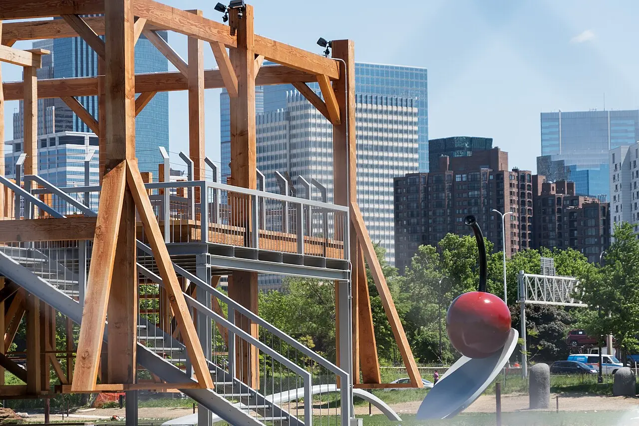 The Spoonbridge and Cherry sculpture in the Minneapolis Sculpture Garden