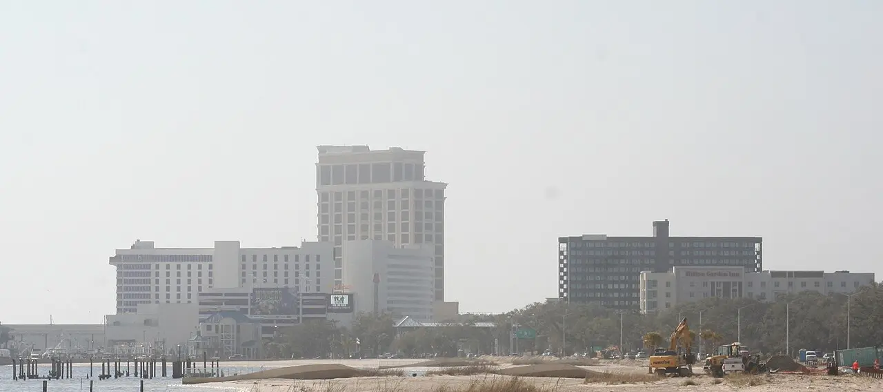 Biloxi skyline and casino towers along the Mississippi Gulf Coast