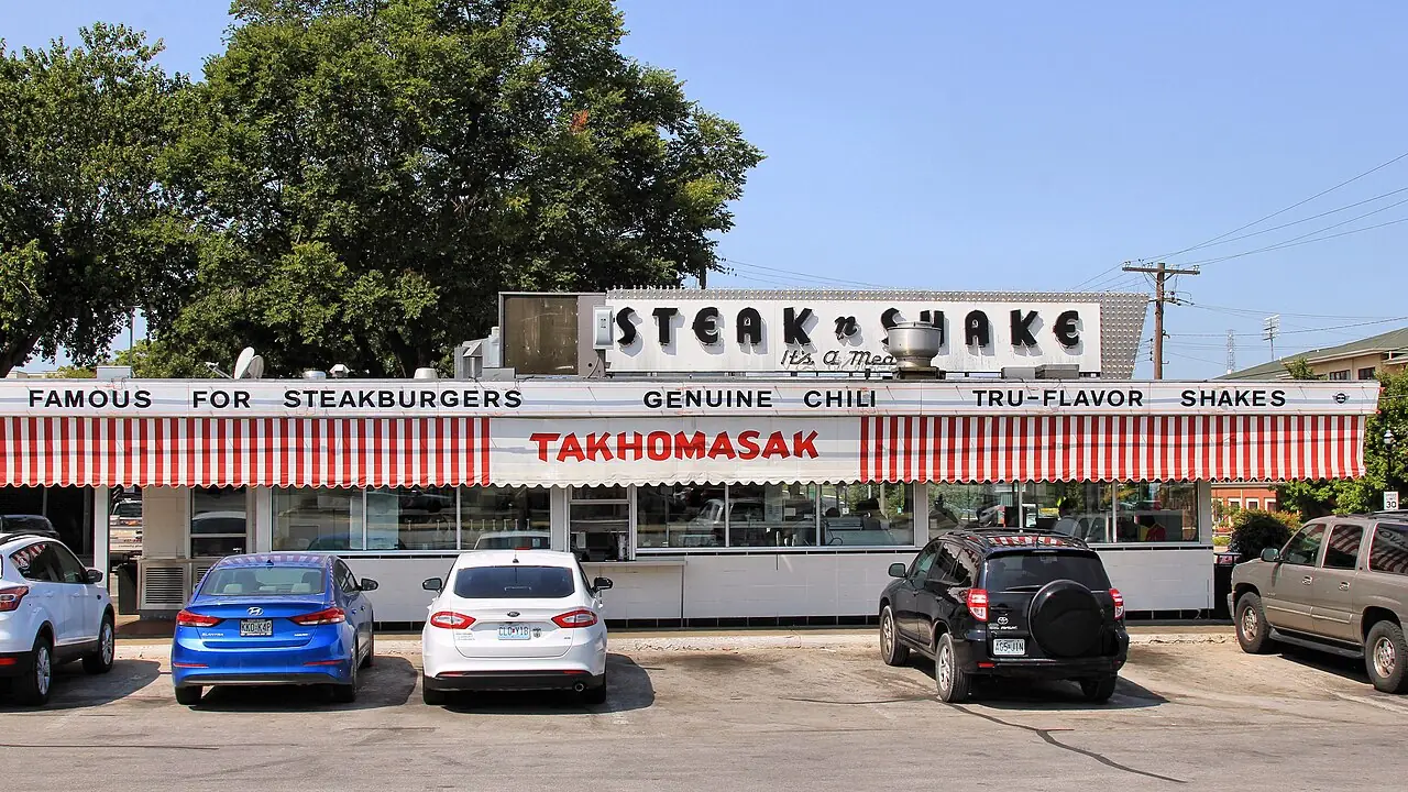 The historic Route 66 Steak n Shake building in Springfield, Missouri