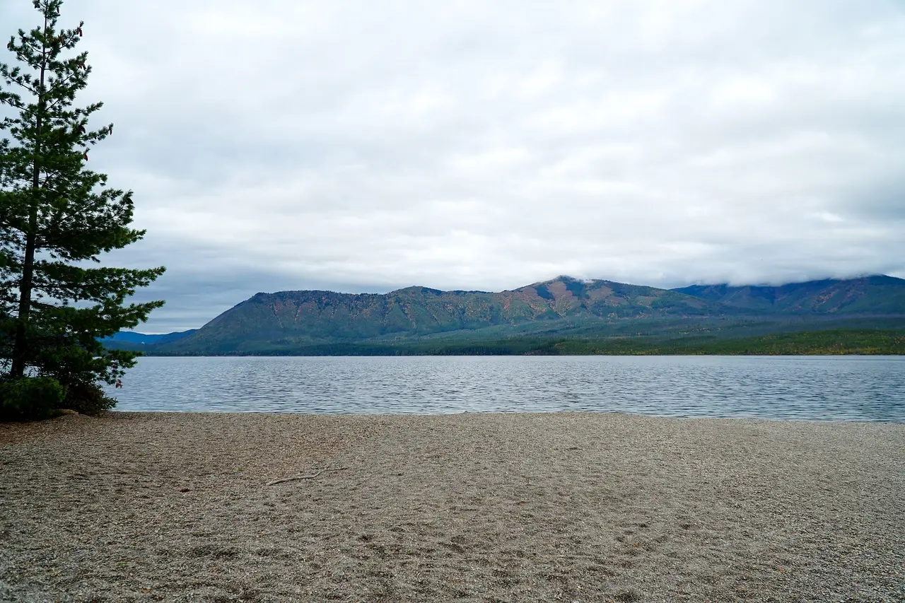 Lake McDonald seen from a roadside pullout on the west side of Glacier National Park