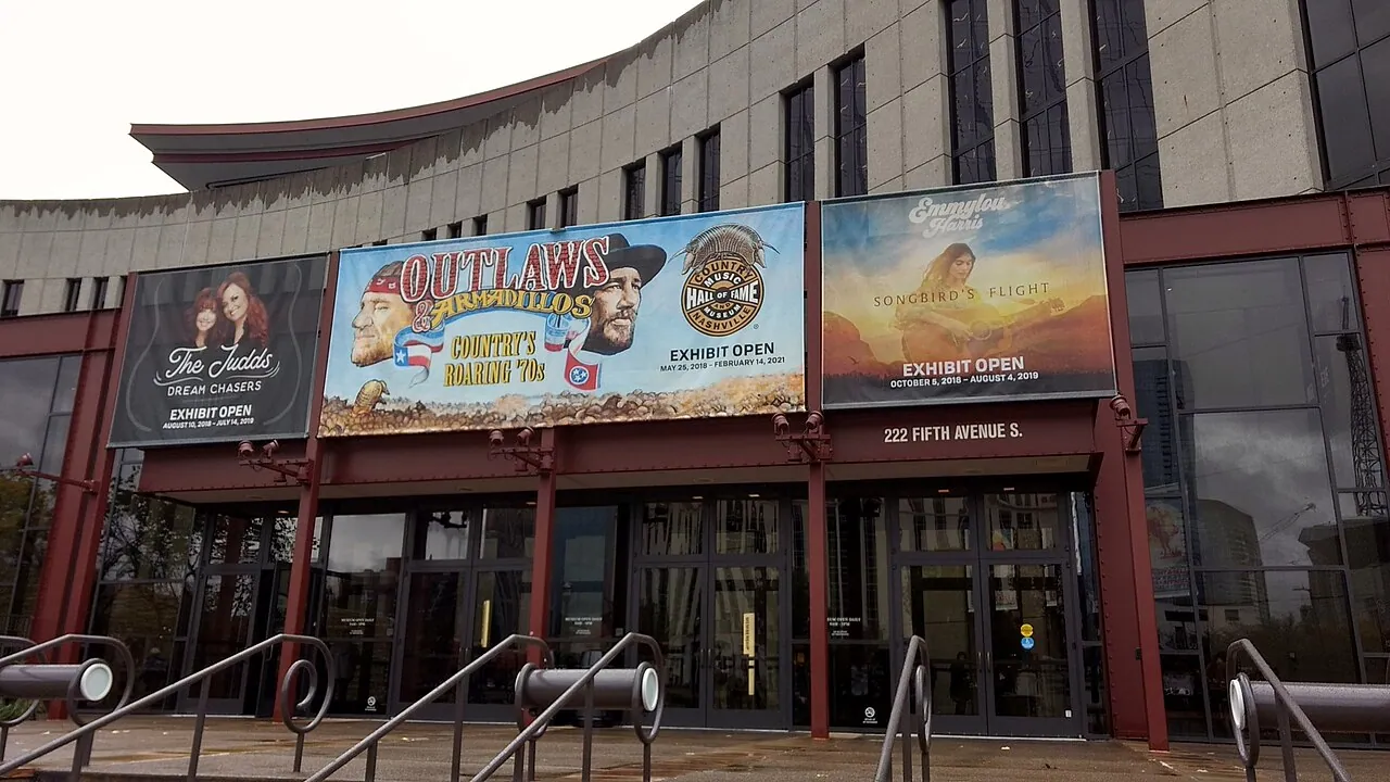 The entrance of the Country Music Hall of Fame and Museum in downtown Nashville