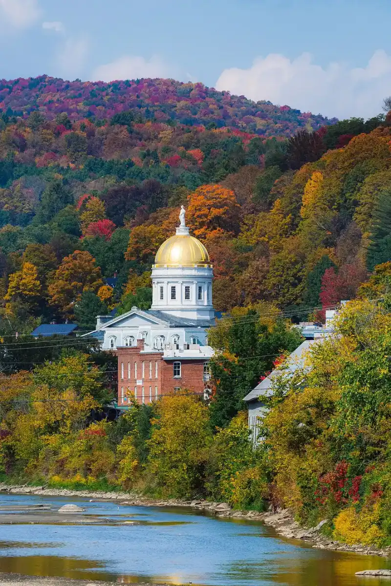 Fall foliage around the Vermont State House in Montpelier