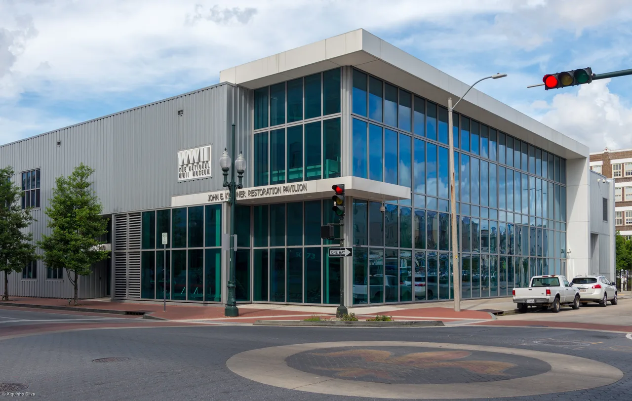 The exterior of The National WWII Museum in the Warehouse District of New Orleans