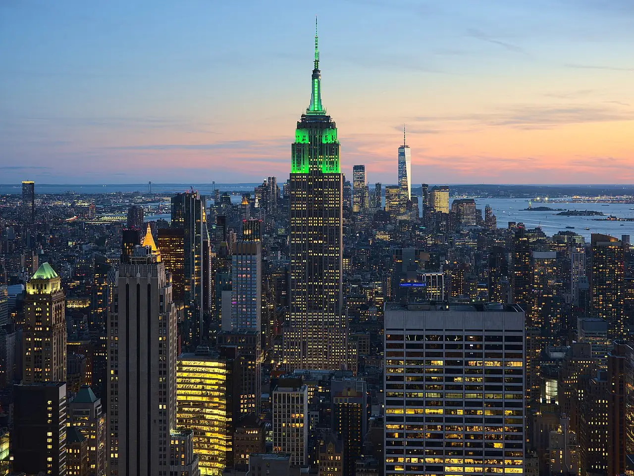 View of the Empire State Building and Midtown Manhattan from the top of Rockefeller Center