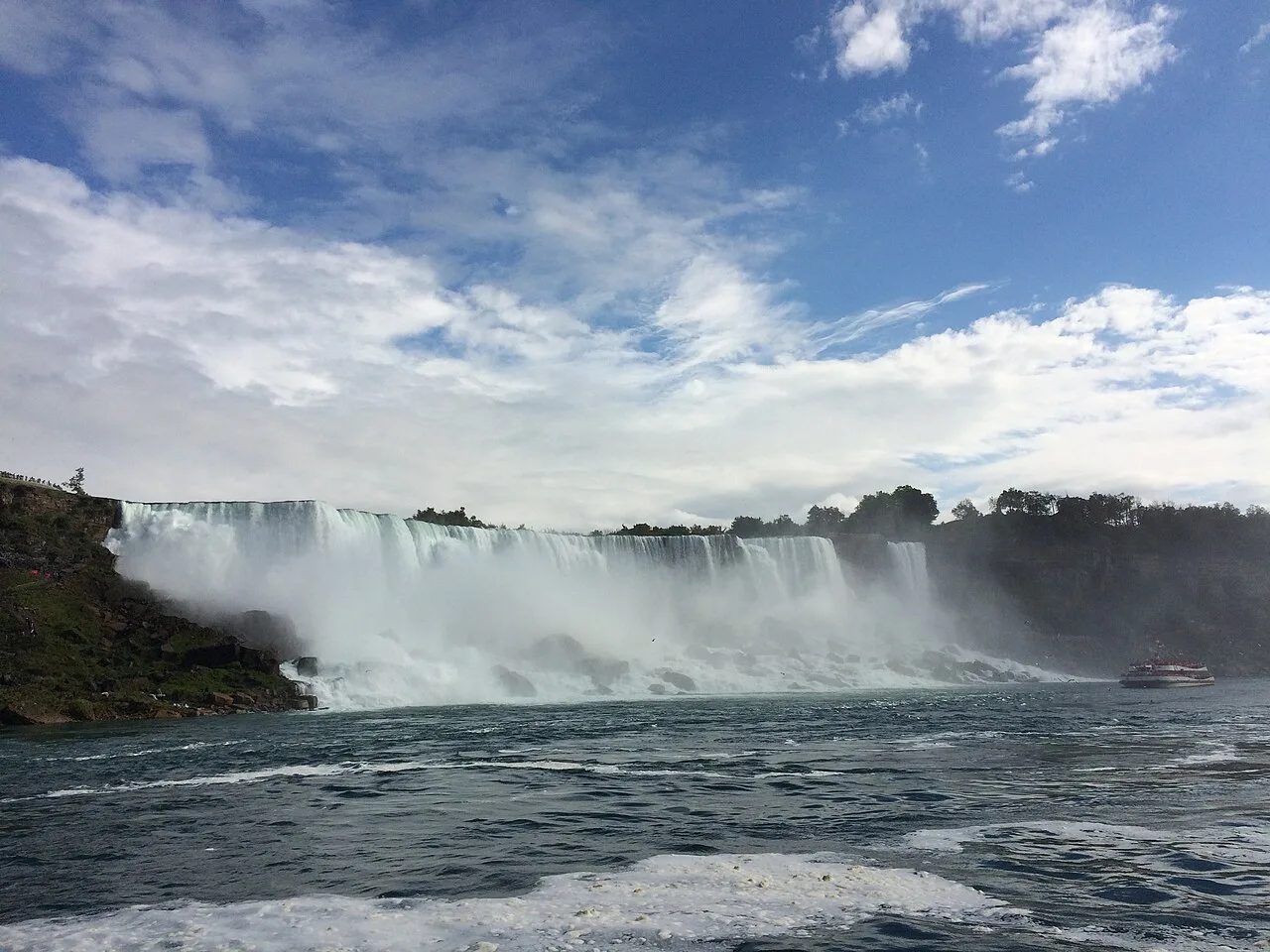 A wide view of Horseshoe Falls at Niagara from across the river