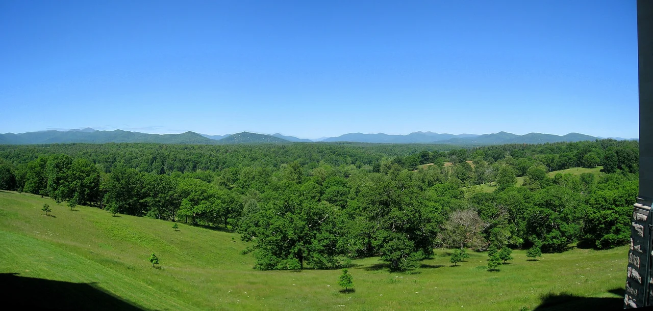 The Biltmore Estate house seen across the terrace in Asheville, North Carolina
