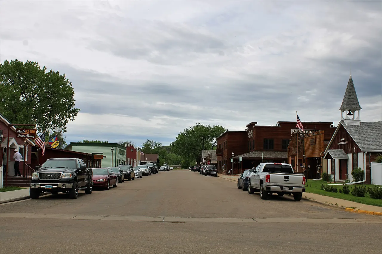 Third Avenue false-front buildings in downtown Medora, North Dakota
