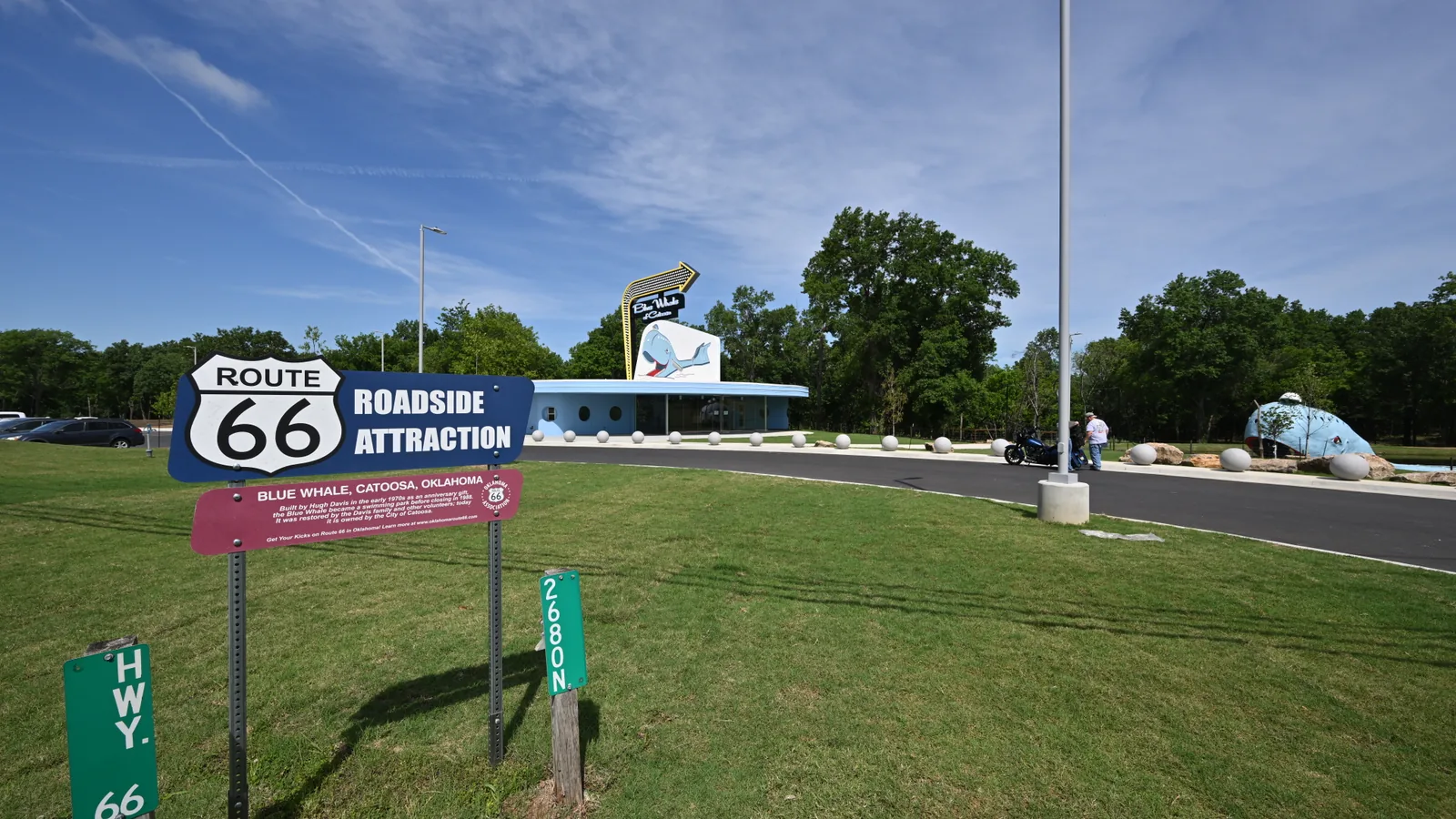 The Blue Whale of Catoosa roadside attraction on Route 66 near Tulsa, Oklahoma