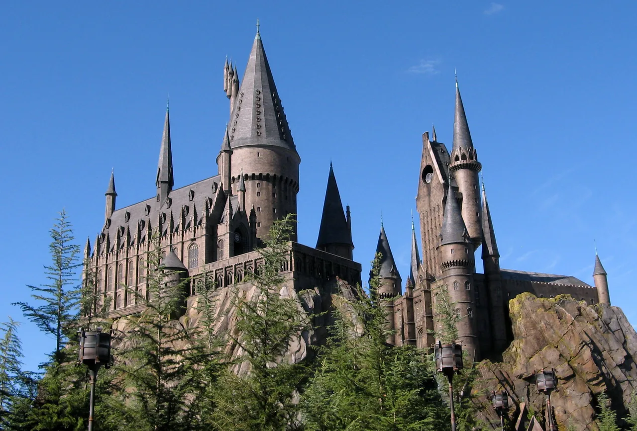 Hogwarts Castle rising above the Wizarding World of Harry Potter at Islands of Adventure