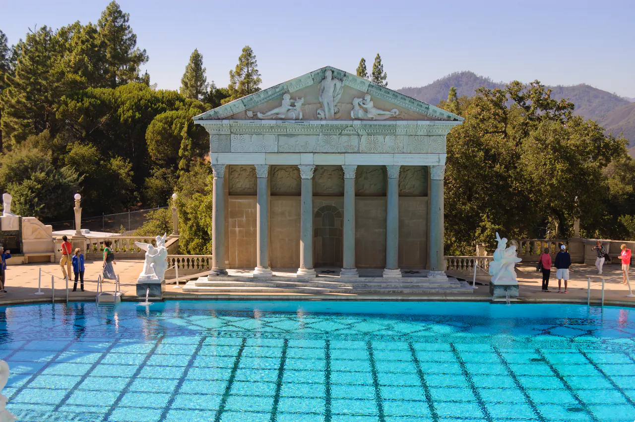 The Neptune Pool with its colonnade and temple facade at Hearst Castle