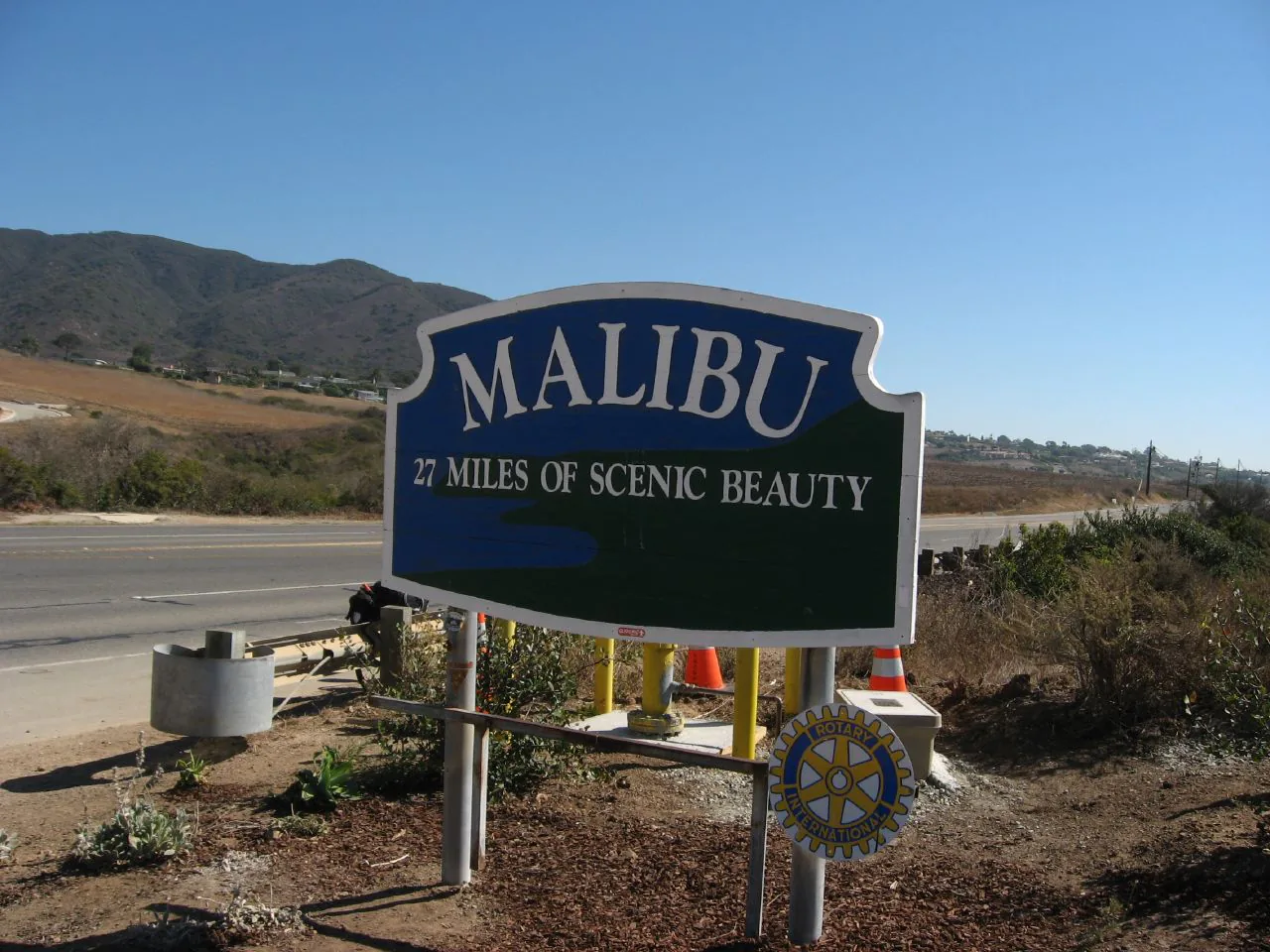 The Pacific Coast Highway running along the shoreline at Malibu