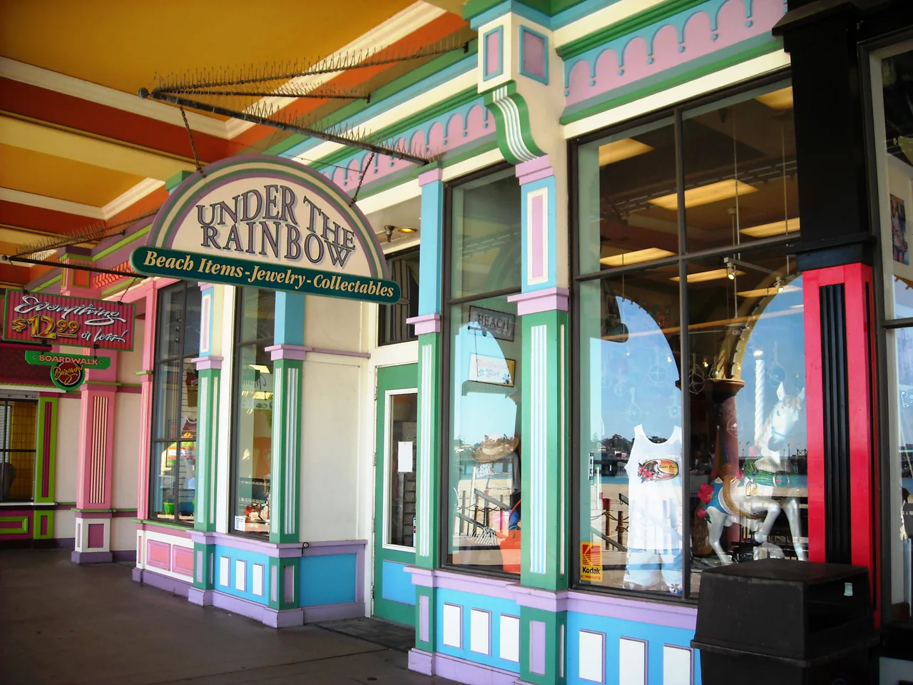 The wooden roller coaster and carousel building on the Santa Cruz Beach Boardwalk