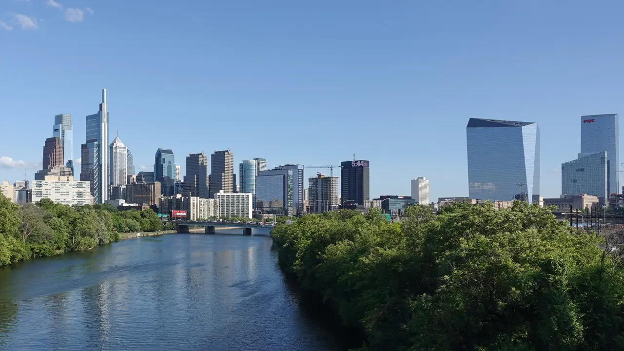 The Center City skyline of Philadelphia seen across the Schuylkill River