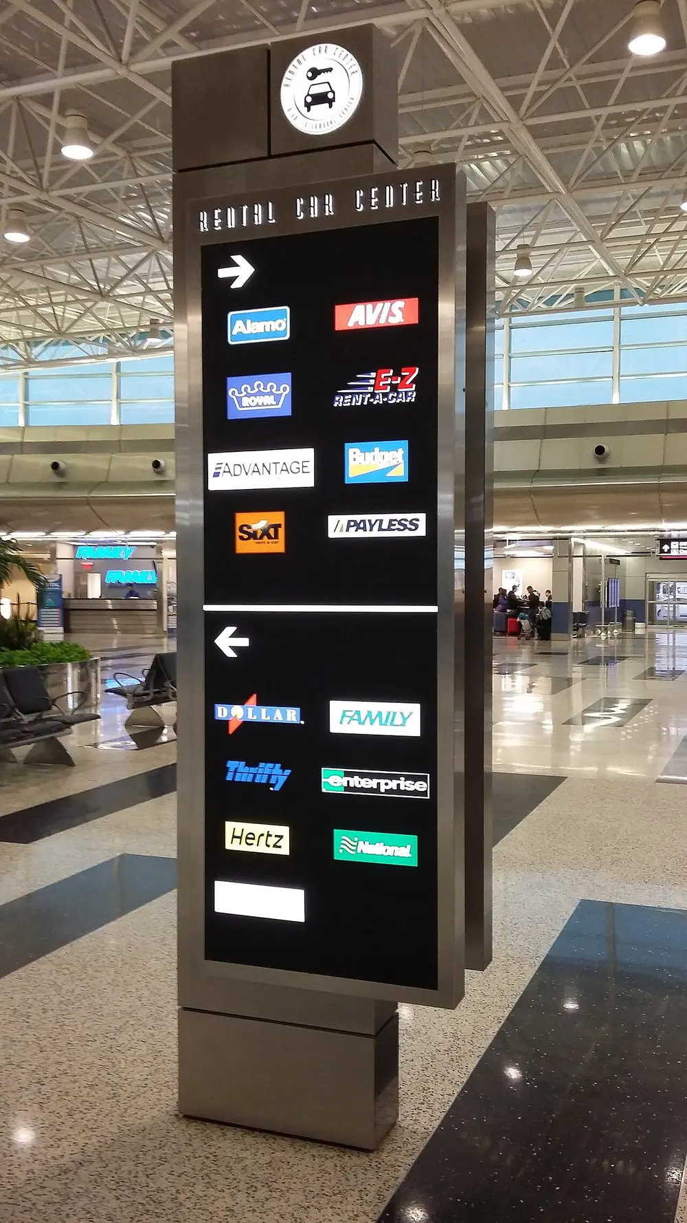 An interior sign inside the Rental Car Center at Miami International Airport